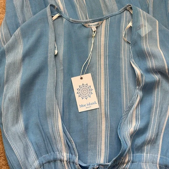 Blue and White Striped Maxi Cover Up - Picture 3 of 3